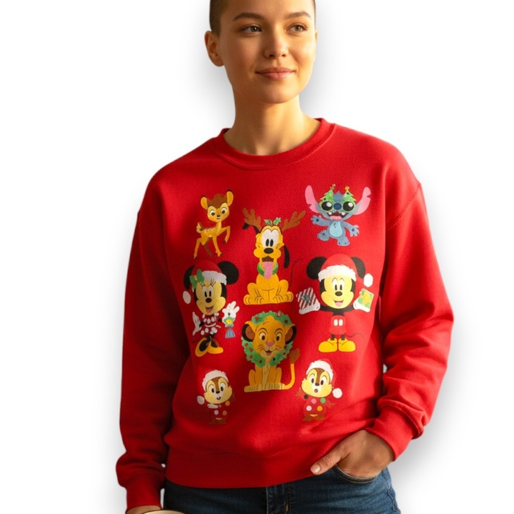 Disney 100th Anniversary Christmas Sweater Sz XXL Mickey‎ Mouse Stitch LED